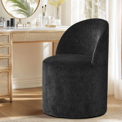 Upholstered Vanity Chair with Casters, Armless Chenille Makeup Chair with Wheels for Bedroom or Dressing Table-Maison Boucle
