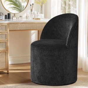 Upholstered Vanity Chair with Casters, Armless Chenille Makeup Chair with Wheels for Bedroom or Dressing Table-Maison Boucle - 1 of 4