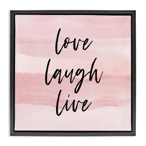 Stupell Industries Pink Love Laugh Live Phrase Floating Frame Canvas Art - 1 of 4