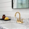 WOWOW 4 in. Centerset Double Handle High Arc Bathroom Faucet with Drain Kit Included in Brushed Nickel - 2 of 4