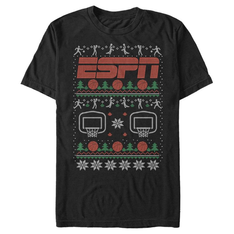 Men's ESPN Basketball Christmas Sweater T-Shirt, 1 of 6