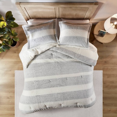 Grey sherpa comforter discount set