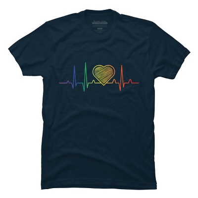 Adult Design By Humans Rainbow Pride Heartbeat Love For All By Avocato T-Shirt