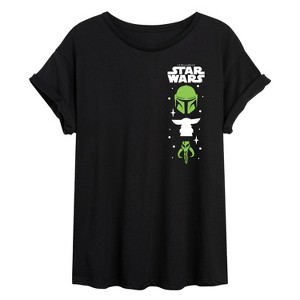 Women's - Star Wars - The Mandalorian Mando Icons Oversized Graphic T-Shirt - 1 of 4