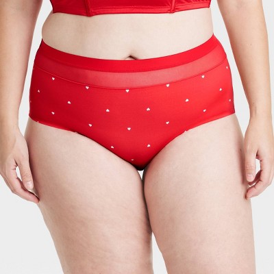 Women's Invisible Edge Briefs with Mesh - Auden™ Red Heart Print 1X