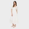 August Sky Women's Smocked Square Neckline Puff Sleeve Midi Dress - 3 of 4