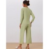 cheibear Women's Long Sleeve Button Down Top with Pants Pajama Sets 2 Pcs - 3 of 4