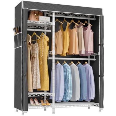 VIPEK V2C Wire Garment Rack Covered Clothes Rack, Black Metal Clothing Rack with Black Oxford Fabric Cover Cover, Max Load 750LBS