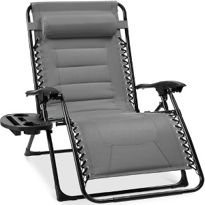 Best Choice Products Oversized Padded Zero Gravity Chair, Folding Outdoor Patio Recliner w/ Side Tray - 1 of 4