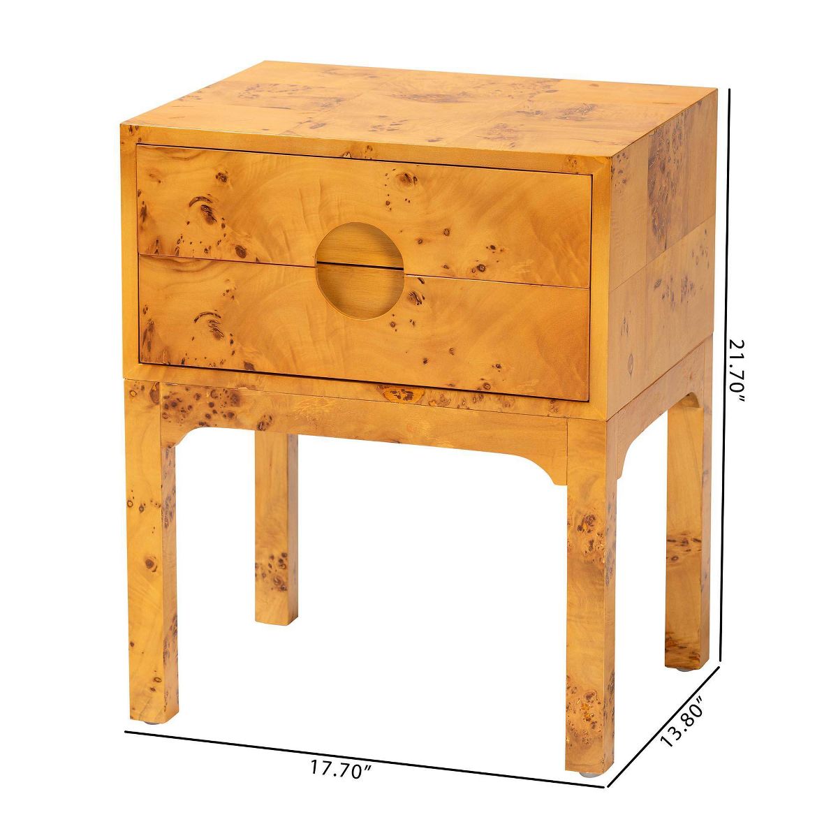 bali & pari Kayla Wood 2 Drawer Nightstand Light Mappa Burl - thumbnail 7