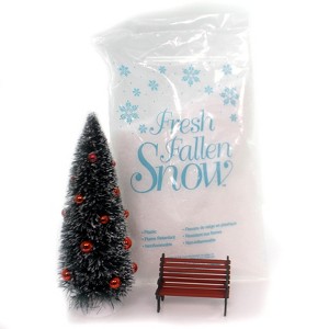 Department 56 Accessory 6.25 In Christmas Landscape Kit Mid-Year Bench Tree Snow Village Accessories - 1 of 2