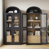 Garvee Arched Bookshelf with Doors and Drawers Farmhouse Bookcase Display Storage Shelves 71.4in Tall Wooden Display Cabinet Rounded Bookcases - 4 of 4