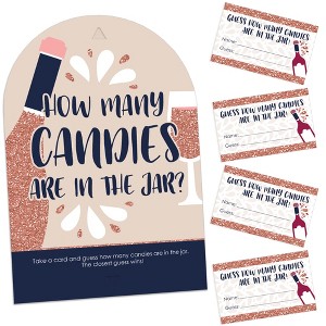 Big Dot of Happiness But First, Wine - How Many Candies Wine Tasting Party Game - 1 Stand and 40 Cards - Candy Guessing Game - 1 of 4