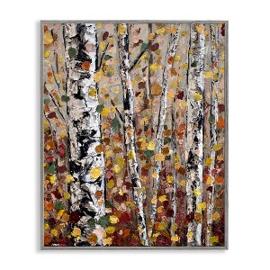 Stupell Industries Autumn Birch Trees Abstract Leaves Framed Giclee Art - 1 of 4