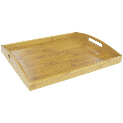 Home Basics Bamboo Serving Tray with Open Handles, Natural