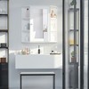 HOMCOM Wall Mount Medicine Cabinet, Over-the-Sink Bathroom Storage Organizer Cabinet with Mirrored Door and Multiple Shelves, White - 3 of 4