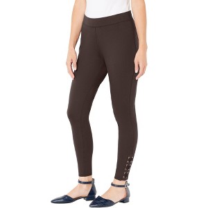 Catherines Women's Plus Size Ponte Lace-Up Legging - 1 of 4