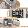 Gulches Vintage 40'' Gray Executive Desk & Upholstered Chair Set - Built-In Bookshelf, 4 Drawers, for Home Office/Bedroom/Study - 4 of 4