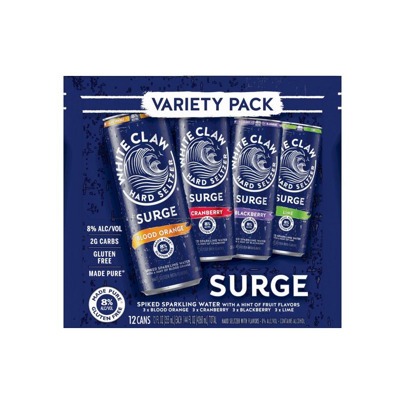 White Claw SURGE Hard Seltzer Variety Pack - 12pk/12 fl oz Slim Cans, 4 of 10