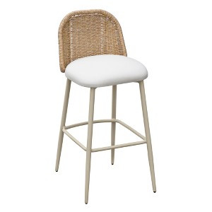 Alexa Performance Fabric Upholstered Outdoor Stool in Cream - 1 of 4