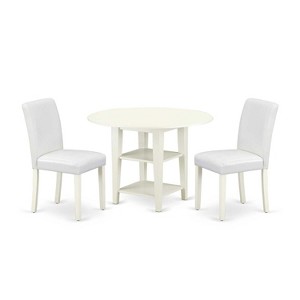 Modern Dining Set 3pc - Round Table & 2 Parsons Chairs - 42 Inch - City Chic Design - 1 of 4