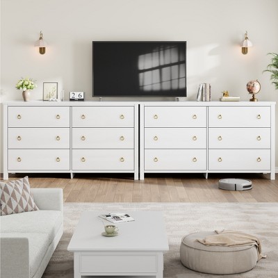Bedroom Dressers, 47.2" Wide Banded Storage, Wooden Closet Freestanding Chest of Drawers