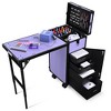 Byootique Rolling Makeup Train Case Nail Table w/ 4pcs Replacement Wheels Purple - 2 of 4