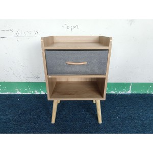DOMETOUR 2PC Nightstand with Fabric Drawer, 2-Tier Storage Table, Wood Side Table for Bedroom/Living Room - Oak - 1 of 4