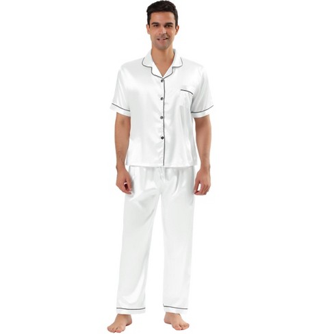 Lars Amadeus Men's Classic Satin Pajama Sets Short Sleeves Night ...