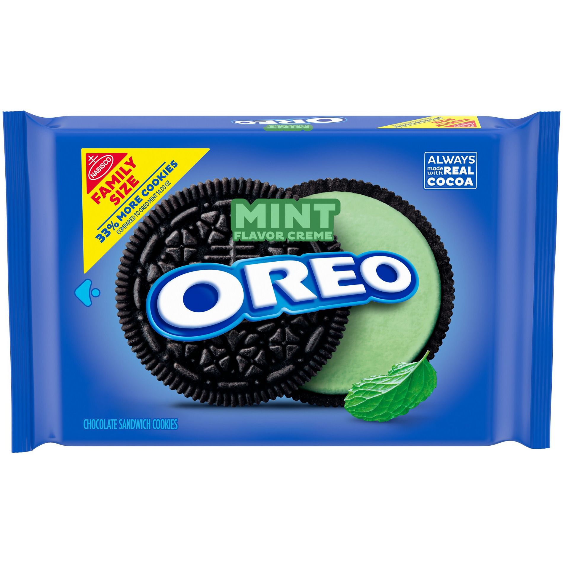 Oreo Mint Creme Chocolate Sandwich Cookies Family Size - 18.71oz