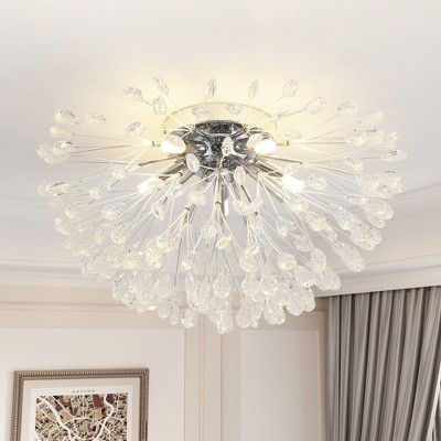 Rennnsan Thrista 20"W 5-Light Sputnik Dandelion Crystal Modern Glam Dimmable Flush Mount