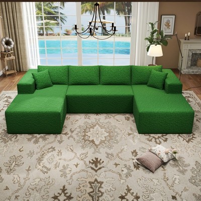 SYFERLORY 140.5" Cloud Sectional Couch with U-Shape Chaise,Modern Modular Sofa