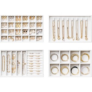 4-Layer Velvet Jewelry Organizer Trays Set with Removable Dividers, Beige - 1 of 4