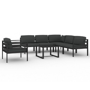 vidaXL Patio Lounge Set Outdoor Sectional Sofa Set Table Aluminum Anthracite - 1 of 4