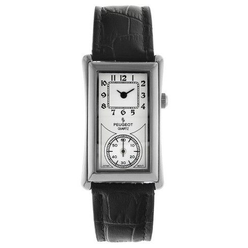 Peugeot Men's 40 x 24 mm Silver Large Remote Sweep Leather Strap watch - image 1 of 4