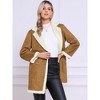 INSPIRE CHIC Women's Faux Shearling Double Breast Lapel Fleece Long Casual Faux Fur Jackets with Pockets - 2 of 4