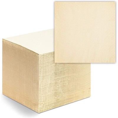 Blue Panda 250-Pack Bamboo Luncheon Napkins, Natural Beige 2-Ply Square Disposable Paper Dinner Napkins, 6.5"