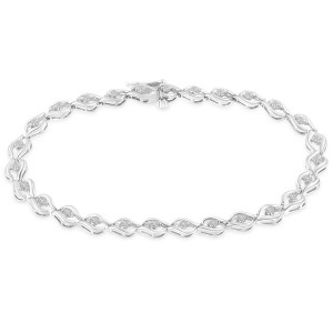Haus of Brilliance Silver 1/2 Cttw Rose Cut Diamond Almond Shape Link Tennis Bracelet - 1 of 4