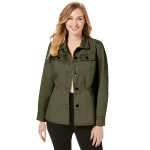 Jessica London Women's Plus Size Peplum Denim Jacket - 1 of 4