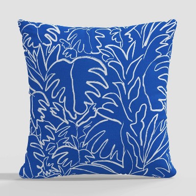 Palm Print Square Throw Pillow by Kendra Dandy Cobalt Blue - Cloth & Company