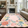 Vintage Floral Scalloped Area Rug Machine Washable Rug Stain Resistant Easy Cleaning Carpet Non Slip Soft Low Pile Folding Floor Cover For Home - 3 of 4