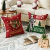 Merry Bright Christmas Trees Star Sleigh Throw Pillow Covers, 18 x 18 Inch Bow Snowflake Red - 2 of 4