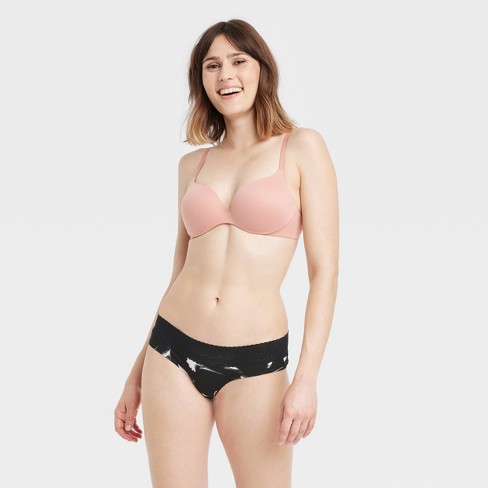 Women's Floral Print Cotton Cheeky Underwear With Lace Waistband - Auden™  Black Xs : Target