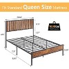 Homhougo Full Bed Frame with Headboard Footboard Rustic Wood Bedframe Farmhouse Platform Bed Frame with Metal Slat Wrought Rod, Brown - 2 of 4