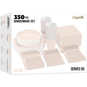 Crown Display 350-Piece Disposable Dinnerware Set – Paper Plates, Paper Cups, Napkins, Plastic Forks, Knives & Spoons – Serves 50 Guests - 1 of 4