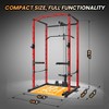 Multi-Functional Power Rack with LAT Pulldown, with Cable Pulley System and J-Hooks, with Dip Bars and Landmine Attachment, for Home Gym(Black/Red) - 2 of 4