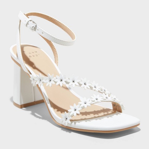 Women's Mirabel Strappy Heels - A New Day™ White 9.5