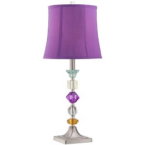 360 Lighting Bijoux Modern Table Lamp 25 1/2" High Multi Colored Stacked Gem Purple Shade for Bedroom Living Room Bedside Nightstand Office Family - 1 of 4