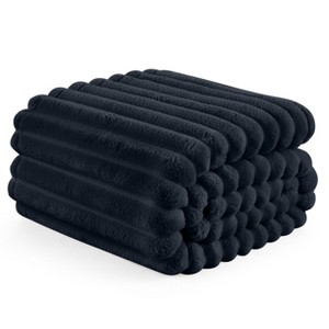 Cozy Soft Striped Fleece Blankets Decorative Plush Luxury Ribbed Warm Blanket for Couch, Sofa, Chair & Bed  - Lux Decor Collection - 1 of 4