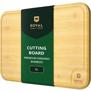 Royal Craft Wood Premium Bamboo Cutting Board for Kitchen - Wooden Cutting Board & Serving Tray with Juice Groove for BBQ, Fish & Vegetables (18”x12”) - 1 of 4